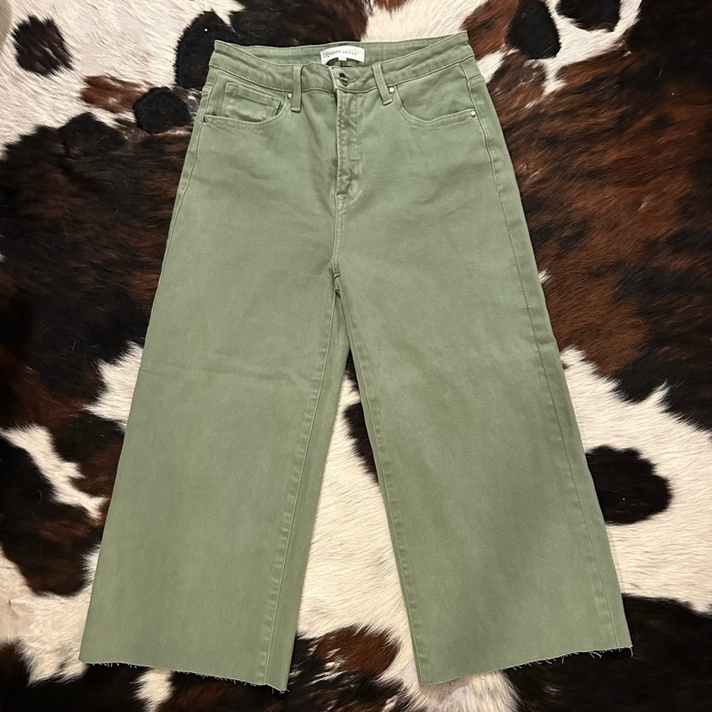 Risen Jeans Cropped green wide leg jeans 11/30